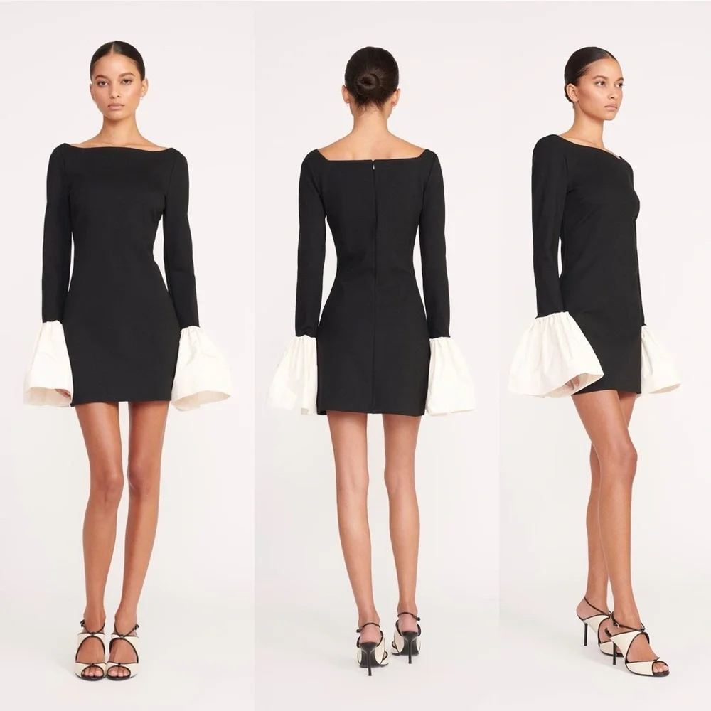 NWT Staud Hawthorne Dress Black & Ivory Size Small - Picture 5 of 17